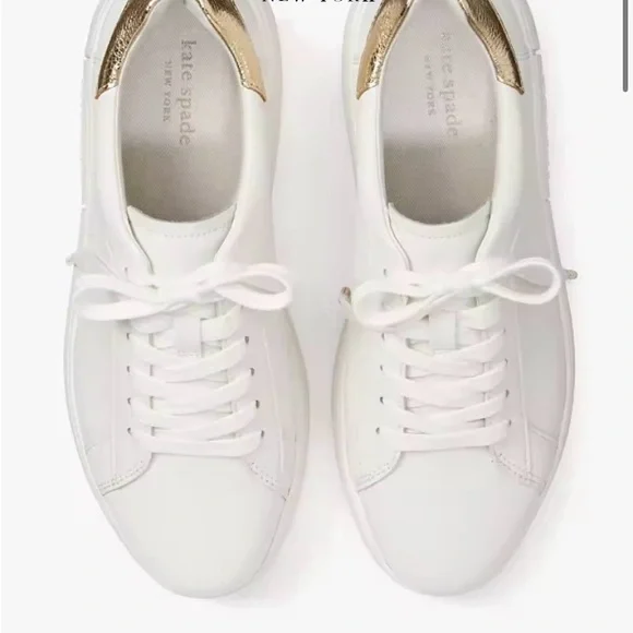 NWT KATE SPADE LIFT OPTIC WHITE WITH GOLD SNEAKER SIZE 7.5 - Picture 4 of 12